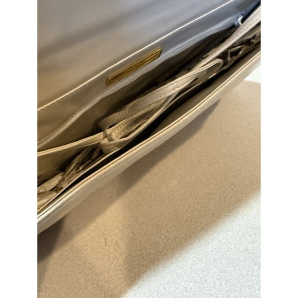 Mary Ann Rosenfeld 1980s Ivory Beige Leather Shoulder Purse Clutch NWT - Picture 4 of 9